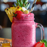 tropical smoothie Bahama Mama recipe in glass