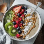 smoothie bowl with toppings served in bowl