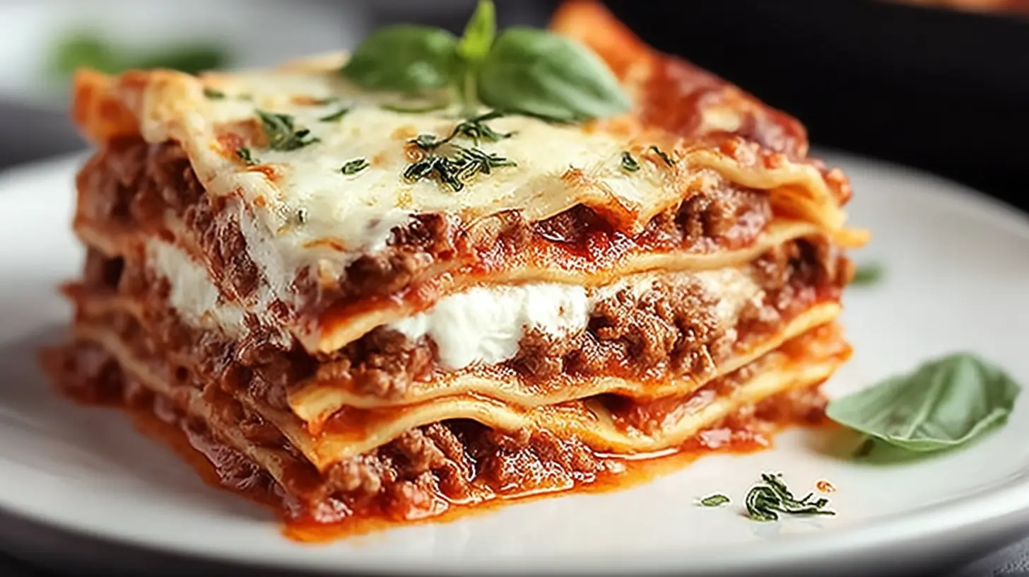 Heavenly Million Dollar Lasagna: Ultimate Cheesy Comfort Heavenly Million Dollar Lasagna A single, mouth-watering slice of Heavenly Million Dollar Lasagna Recipe, showcasing its rich layers of bubbling cheese, hearty meat sauce, creamy ricotta, and fresh basil on a white plate.