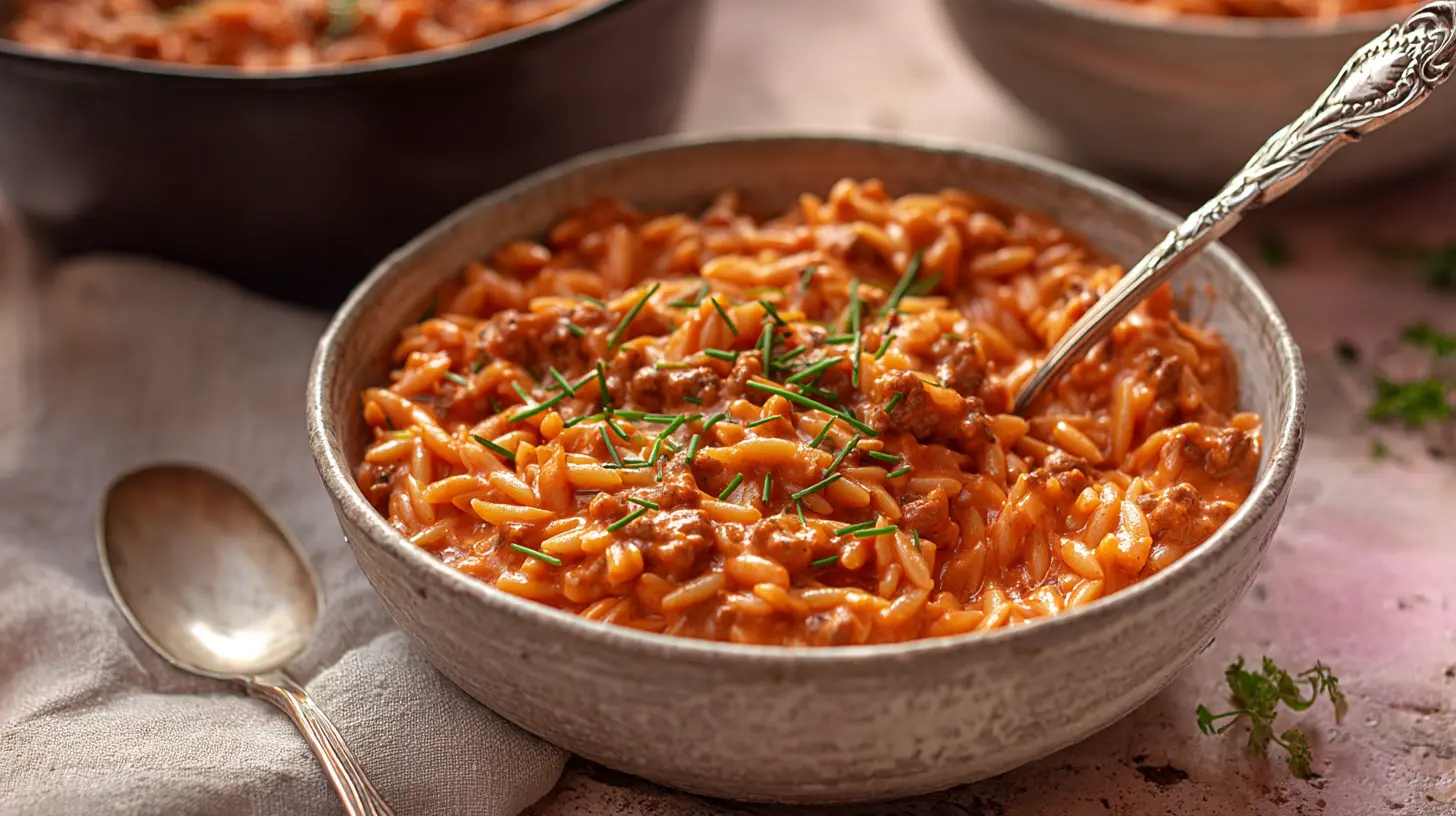 Ground Beef Orzo with Tomato Cream Sauce: Easy One-Pot Comfort u4447775155 simple Ground Beef Orzo with Tomato Cream Sauce tak 647130ad f009 4df5 bd35 cbdc76a7bf6d
