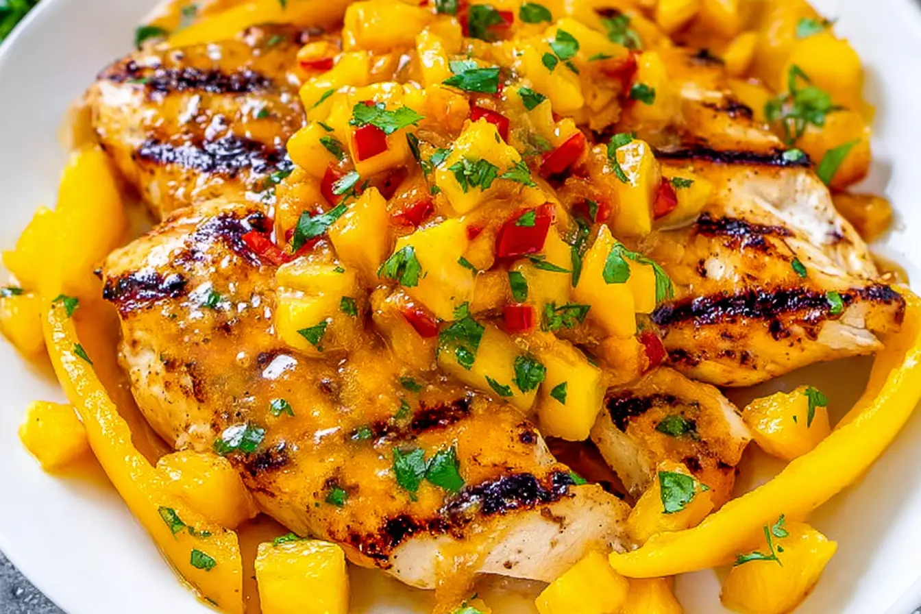 Tropical Grilled Mango Pineapple Chicken Recipe grilled mango pineapple chicken 1