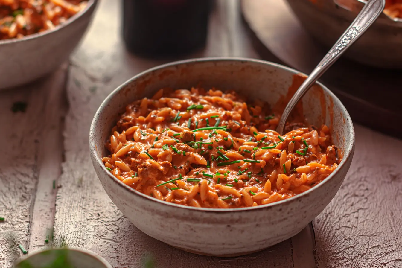 Ground Beef Orzo with Tomato Cream Sauce u4447775155 simple Ground Beef Orzo with Tomato Cream Sauce tak 72c40783 b154 47e0 a4ab c2a724649173